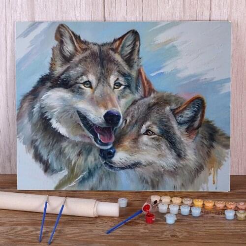 Animals Winter Wolf DIY Paint By Numbers Complete Kit Acrylic Paints 50*70 Canvas Pictures Loft Wall Picture For Handicraft