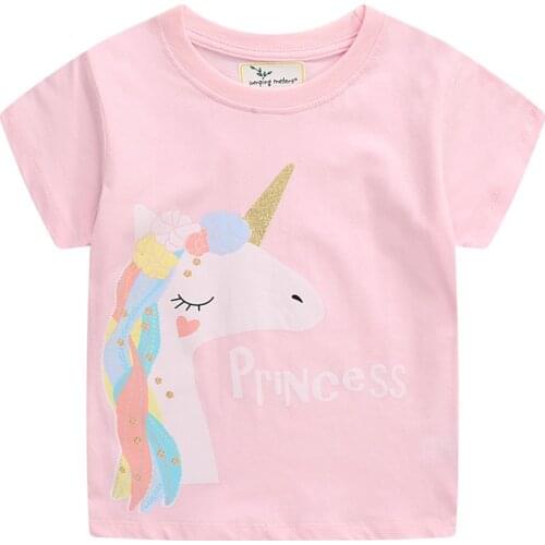 New Girls Short Sleeve Tees For Summer Baby Cotton Clothes Fashion Unicorn Kids Girls T shirts