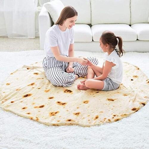 Simulation Pancakes Blanket Soft Warm Flannel Burrito Blanket Round Shape Throw Blankets Coral Fleece Tortilla Kids Crawling Pad