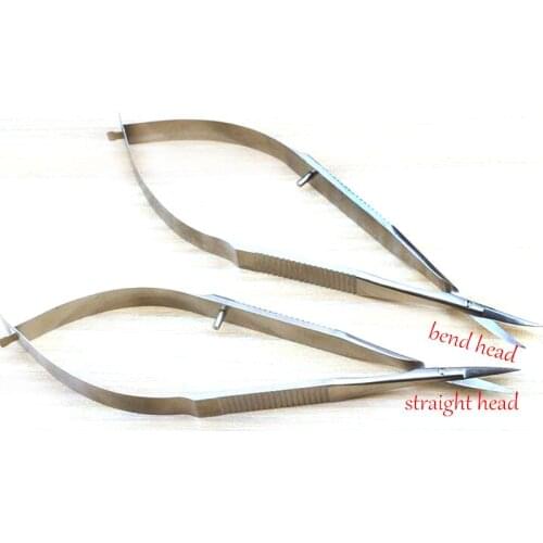 2pcs/set stainless steel Straight/bend head Ophthalmic Instruments 12.5 cm micro scissors, Microsurgical Corneal scissors
