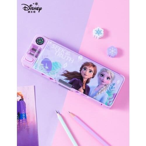 Genuine Disney Stationery Box for Schoolgirls Cute Frozen Multifunctional Pencil Box Birthday Gift Backpacks