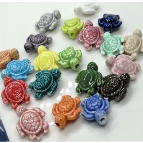 Mix Color Sea Turtle Shape Ceramic Beads 18x15mm DIY Loose Ceramics Beads For Jewelry Making Bracelet Necklace 10pcs/lot