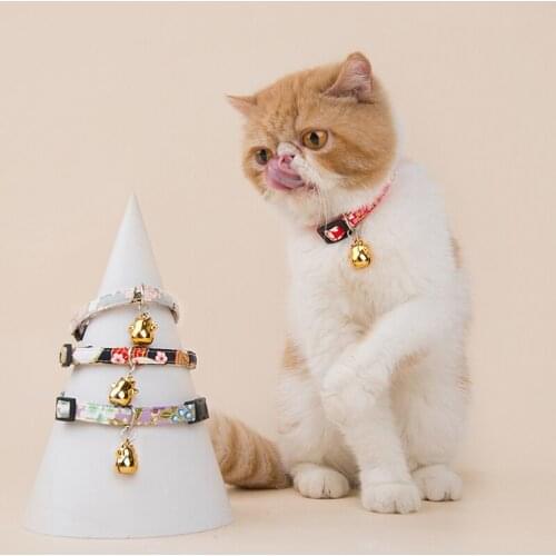 Adjustable Dog Collar Printing Stylish Kitten Collar Safety Buckle Cat Collar W/ Bell Colordful Cloth Pet Collar Dog Accessories