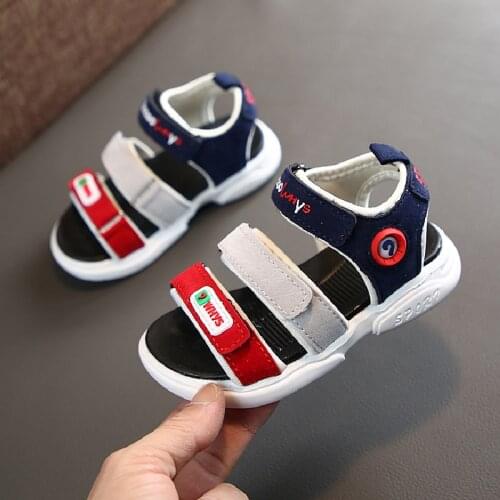 Summer Leather Baby Sandals Patchwork Color Baby Boy Sandals Rubber Sole Anti-slip Boys Girls Sandals Toddler Baby Shoes Beach