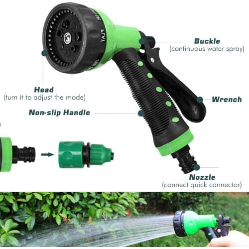 Coil Hose Garden Water Hose with 7-Mode Spray Nozzle Faucet Connector 3.8in Quick Connectors for Gardening Car Washing 49ft