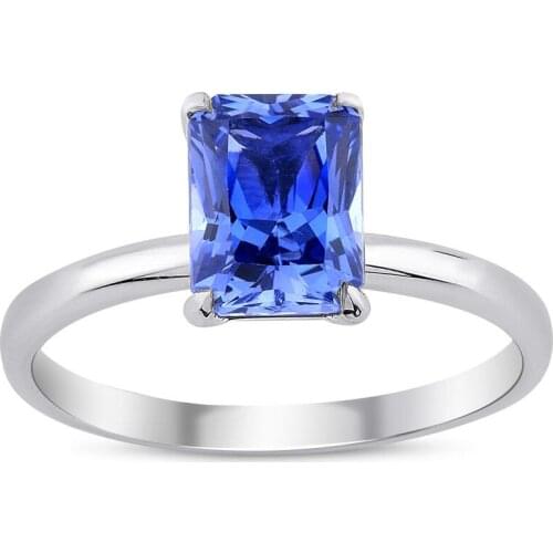 Symbol Gold 2.12 Carat Sapphire Ring Baguette Chic Jewelry Lover Rings Engagement Anniversary Wedding For Women