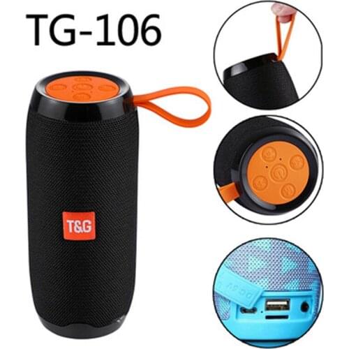 TG106 Wireless Bluetooth 5.0 Speaker Waterproof Stereo Portable Column Speakers with Mic FM Radio MP3 Bass Sound Box Loudspeaker
