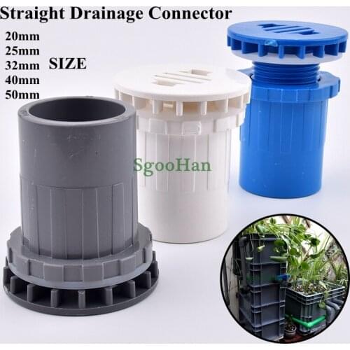 1PC Inner Dia 20~50mm PVC Pipe Aquarium Fish Tank Straight Drainage Connector Overflow Thread Water Tank Supply Joints