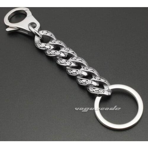 Unique 316L Stainless Steel Rose Chain Men`s Key Ring Keychain 4R013KC