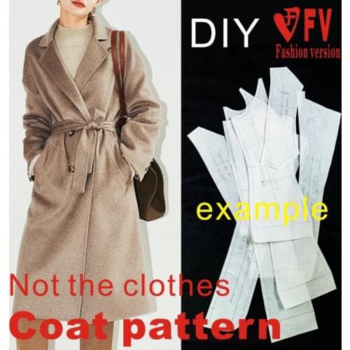 Pattern making womens double-sided cashmere fashionable coat cutting design drawings 1:1 clothing pattern BFY-343