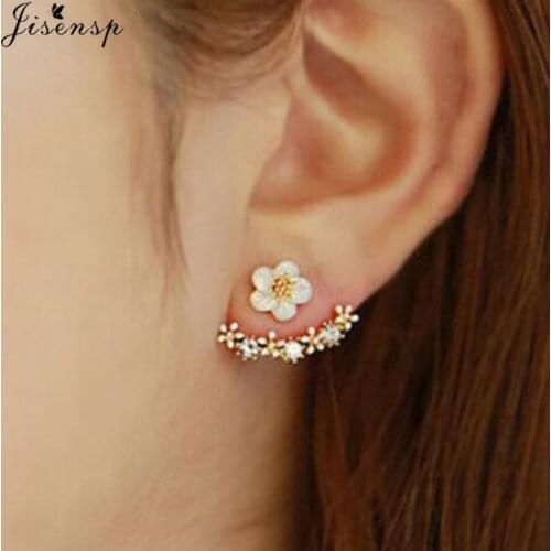 Punk Boho Daisy Flower Ear Jackets Earrings for Women Bijoux Crystal Ear Climbers Summer Plant Stud Earring EarCuff oorbellen