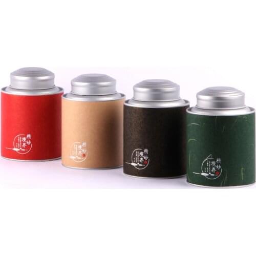 Xin Jia Yi Packaging Tea Paper Round Box Double Metal Lid Cardboard Tube Can Wholesale Kraft Coffee Paper Cylinder Containers