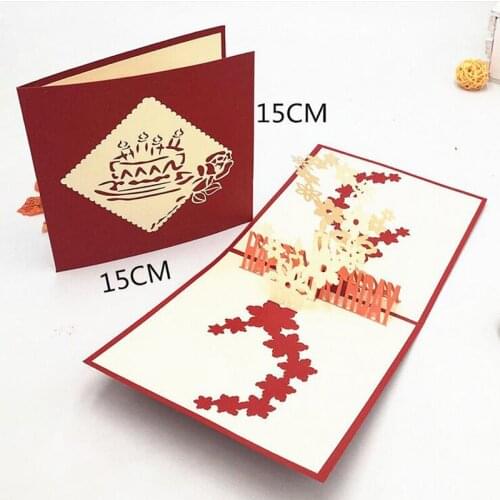 1pcs Laser Cut Fireworks 3D Pop Up Greeting Cards Postcard Kraft Kirigami Invitation Free Envelope Happy Birthday Supplies Gifts