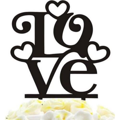 100pcs/lot Creative " LOVE" design wedding cake inserted card Wedding Cake Topper Party Cake Decorations