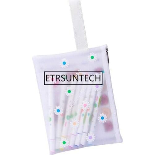 100pcs Frosted Translucence Plastic Cosmetic Bag Waterproof Travel Makeup Pen Storage Bag Sundry Organizer