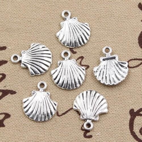 30pcs Charms Shell 18x15mm Handmade Craft Pendant Making fit,Vintage Tibetan Bronze Silver color,DIY For Bracelet Necklace