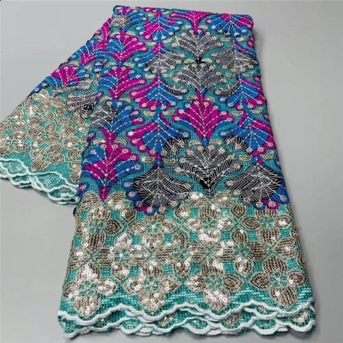 5 yard Newest hot Selling French Lace with Sequins wax High Quality African Tulle cord Lace Net Embroidered Lace Fabric ZD110901