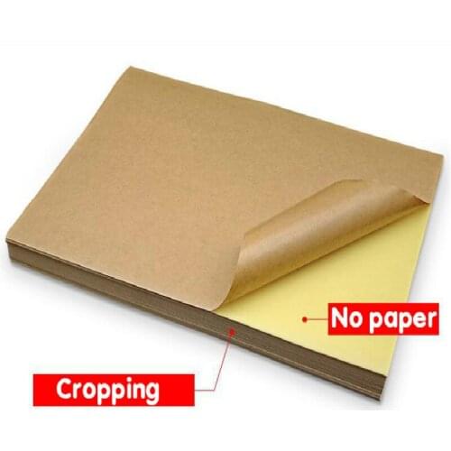 A4 Kraft Sticker Writing Carton Color Inkjet Laser Printing Self-adhesive Adhesive Leather Label Sticker Yellow Paper 100 Pieces