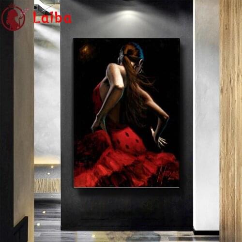 Diamond Embroidery charm dancing woman Picture Rhinestones Diamond Painting Full Square round drill Mosaic Cross Stitch Wall Art