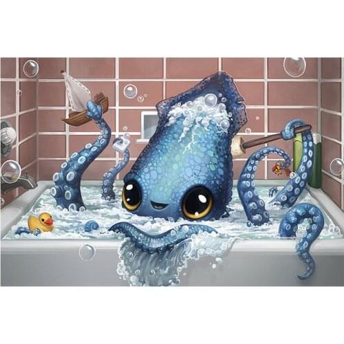 DIY 5D Diamond embroidery Bathroom octopus diy diamond painting cross stitch full broderie diamant needlework mosaic pattern