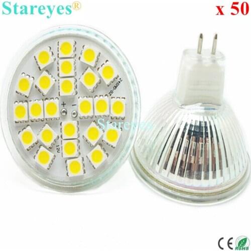 Free Shipping 50 pcs 5050 SMD 24 LED 5W MR16 DC12V LED Spot light bulb light downlight lamp Droplight Lighting