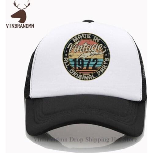 Vintage 1972 Baseball cap Organic Cotton Print Leisure Fishing hat Classic 49th Birthday Gift For Womens Stylish Brand sun hats