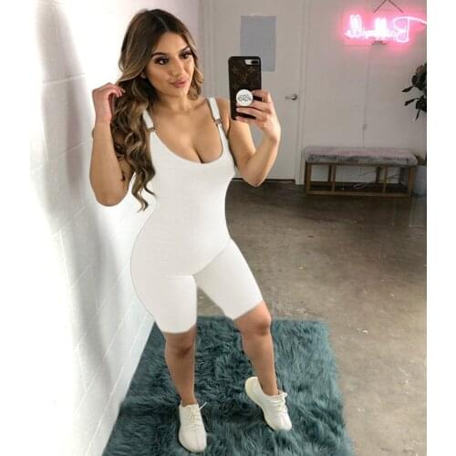 Black White Skinny Spaghetti Strap Sleeveless Woman Rompers Classic Bar Club Partywear Fitness Jumpsuit Casual Stretchy Outfits