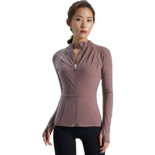 Autumn Winter New Women Running Jacket Fitness Quick Dry Elastic Tight Classic Style Long Sleeve Zipper Sports Yoga Coat