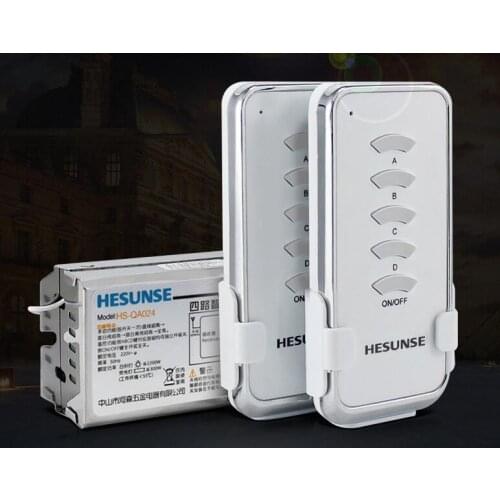 Wireless remote control light lamp,110V 220V Four Ways Wireless RF Remote Control ON/OFF Switch + 2 Remote Controllers