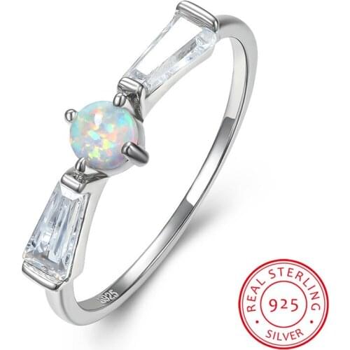 Cute Female Small White Fire Opal Ring Vintage 925 Sterling Silver Wedding Ring Fashion Promise Engagement Rings For Women
