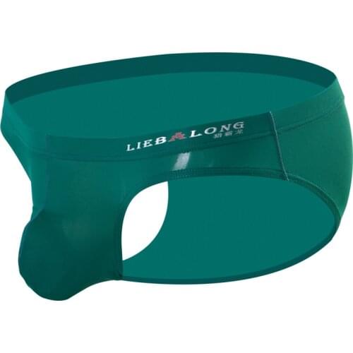 Mens Birefs Underwear Ice Silk Briefs Hot Sexy Bikini Mens Ultra Thin Breathable U Convex Low Waist Sexy Underwear Men XY342