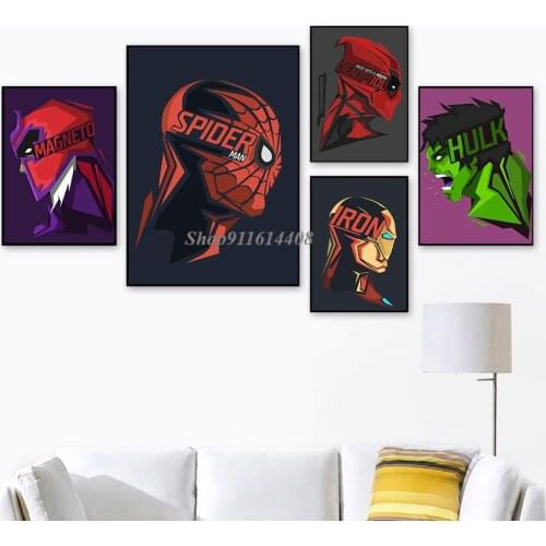 Nordic Poster Print Canvas Painting Wall Art Wall Picture for Living Kids Room Decor Superhero Marvel Movie anime Hulk Spiderman