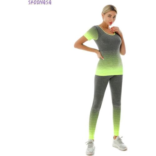 Newest Bodybuilding yoga sports suit short-sleeved trousers huge Elasticity sportswear two-piece suit comfortable female goya 2p