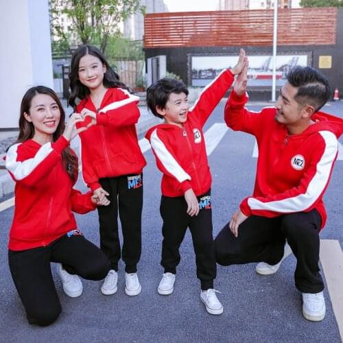 Matching Family Outfits Autumn Winter Dad Son Mom Daughter Cotton Coat+Pants Family Look Sport Suits Couples Matching Clothing