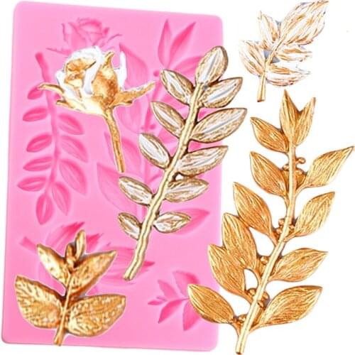 Leaves Silicone Mold Relief Cake Border Fondant Cake Decorating Tools DIY Chocolate Gumpaste Moulds Polymer Clay Candy Molds