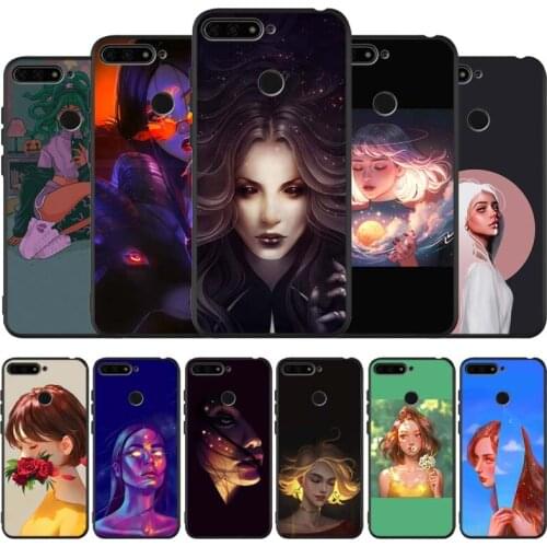 Cute art angle black Silicone Phone Case For honor 30 20 Pro 8 8X 9 10 20 Lite Mate 10 20 30 Lite Pro cover