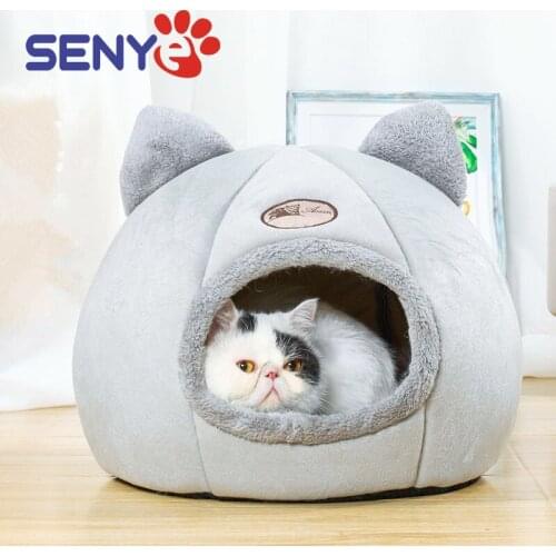 Warm Pet Cat Dog Bed Pet Cushion Cute Cat Cave House Sleeping Bag Small Pet Cat Winter Pet Beds Mattress Flannel Fabric Warm