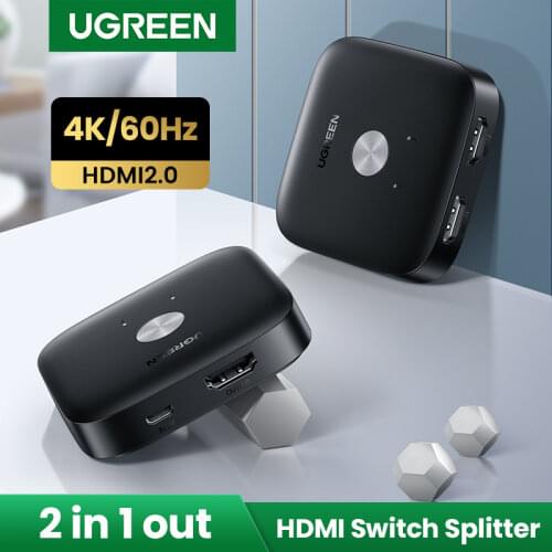 Ugreen HDMI-compatible Switch 4K/60Hz Switcher for Xiaomi Mi Box 2 In 1 Out Converter HDMI-compatible Splitter for PS4 TV Box