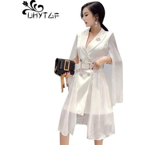 UHYTGF New Summer Tops Coats Fashion Cloak Shawl Small Suit Jacket Women Bat Type Sun Protection Thin Elegant Female Long Dress