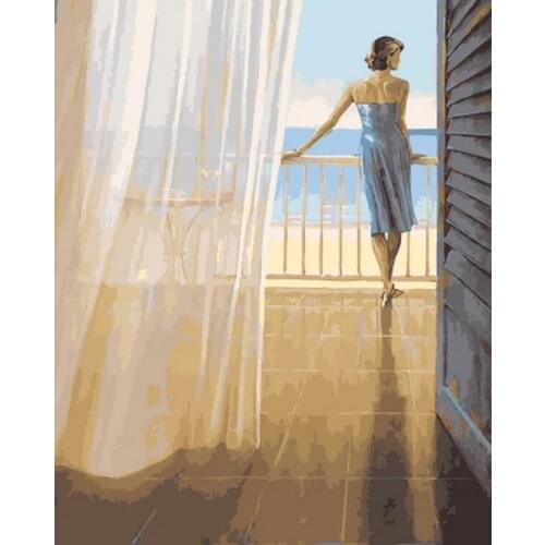 Frameless painting by numbers diy picture oil painting on canvas for home decor animal painting 4050 seeing