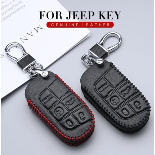 High Quality Leather Key Case Cover For Jeep Grand Cherokee Liberty Renegade Compass Wrangler 2 3 4 Key Parts Skin Shell Styling