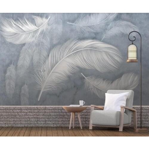 XUE SU Wall covering custom wallpaper mural Nordic HD hand-painted feather modern minimalist TV background wall