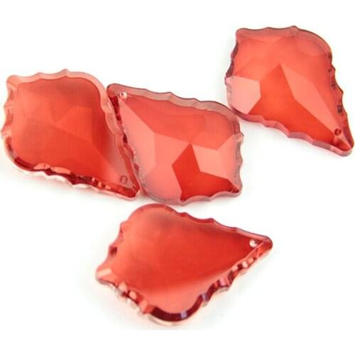38mm-76mm Bright Red Crystal Glass Chandelier Crystal Maple Leaf Crystal Hanging Pendant For Lamp Part