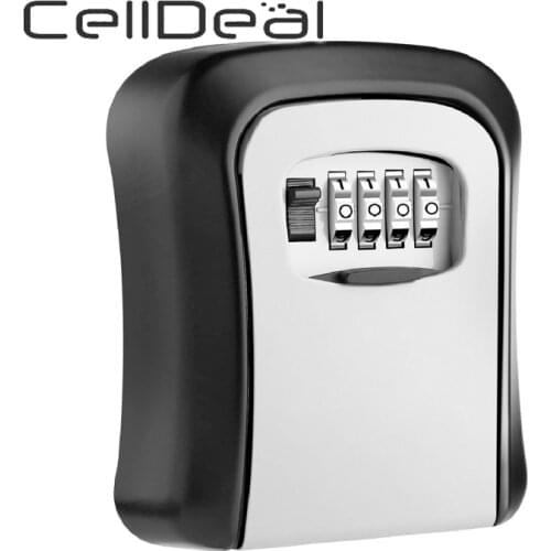 Key Lock Box Wall Mounted Aluminum Alloy Key Safe Box Weatherproof 4 Digit Combination Key Storage Lock Box Indoor Outdoor