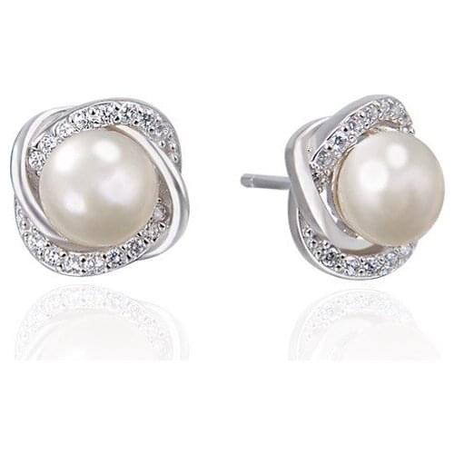YJ00892 New Fashion Freshwater Pearl Micro-inlaid Zircon Trend Fashion Simple Ear Nail Jewelry Women S925 Silver Studs Earrings