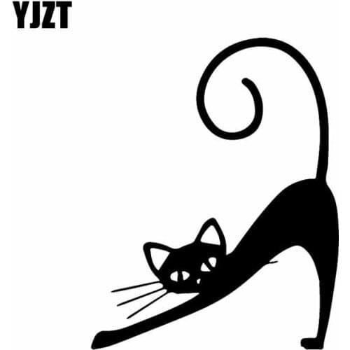 YJZT12X15.1CM Vinyl Decal Cat Animal Dream Funny Cheerful Cartoon Kitten Car Sticker Decor Black/Silver C24-1770