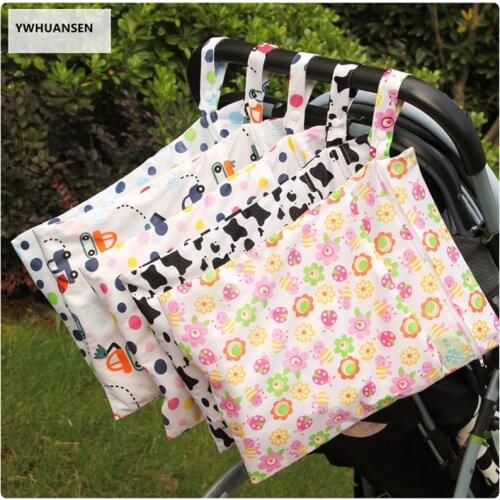YWHUANSEN 30*40cm Double Zipperd Wet/dry Baby Care Bag Waterproof Wet Cloth Reusable Diaper Cover Hanging Wetbag Nappy Organizer