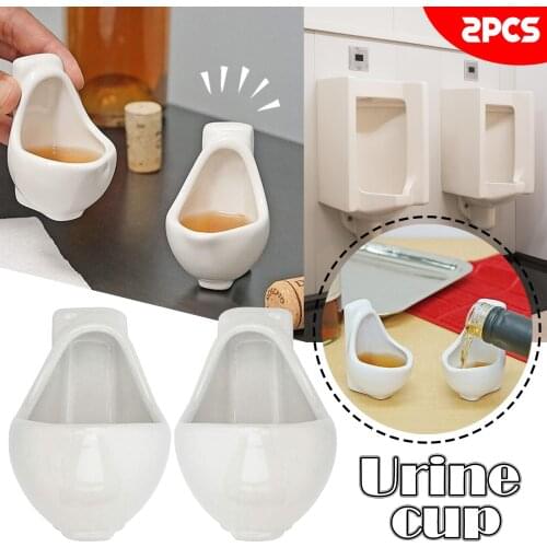 Fun novelty pee cup 2 piece set ceramic cup 40ml wine glass funny Spice jar Novelty Toilet Ceramic Mug Kitchen Accessories