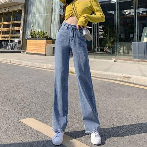 Woman Jeans High Waist Clothes Wide Leg Denim Clothing Blue Streetwear Vintage Quality 2020 Fashion Harajuku Straight Pants