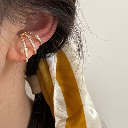 Gold and silver pearl ear bone clip French painless ear clip no ear hole female Earrings 2021 NEW